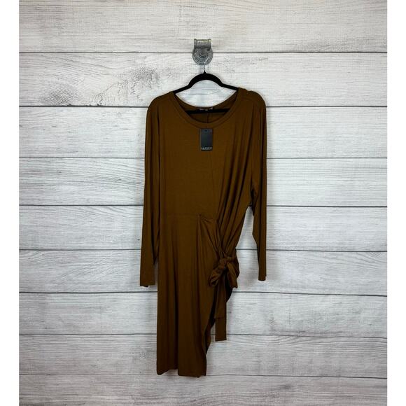Eloquii Plus Size Brown Soft Stretchy Long Sleeve Tie Side Dress Size 26/28 - Picture 1 of 8